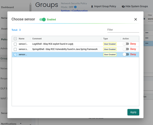 Enable WAF Rule