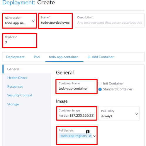 Container Name and Image