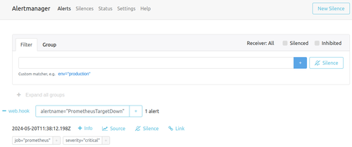 Alertmanager web interface