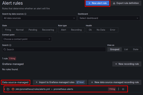 Add a new Grafana alerting rule