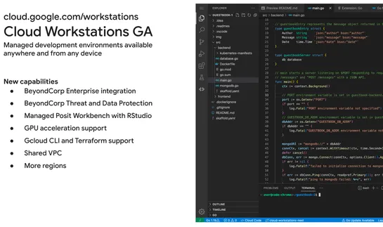 Cloud Workstations managed development environment is now GA