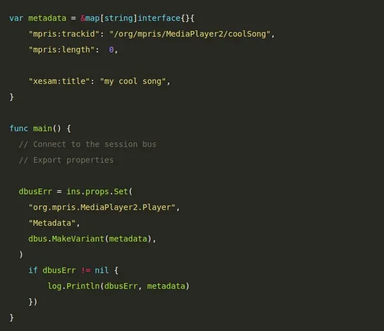Creating a MPRIS service (server) in Go