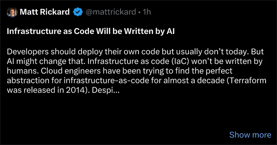 Infrastructure as Code Will be Written by AI