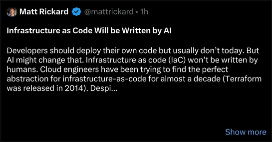 Infrastructure as Code Will be Written by AI