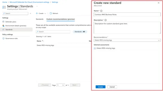 Creating custom recommendations & standards for AWS/GCP workloads with Microsoft Defender for Cloud