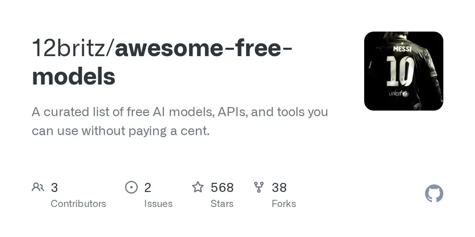 A curated list of free AI models, APIs, and tools you can use without paying a cent.