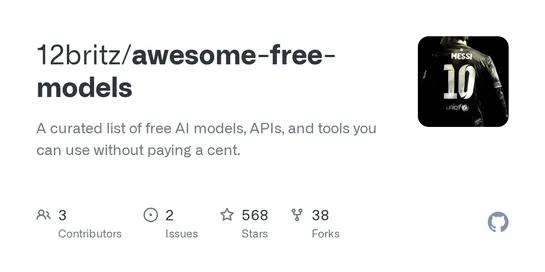 A curated list of free AI models, APIs, and tools you can use without paying a cent.