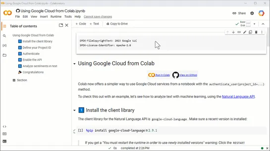 Using Google Cloud from Colab