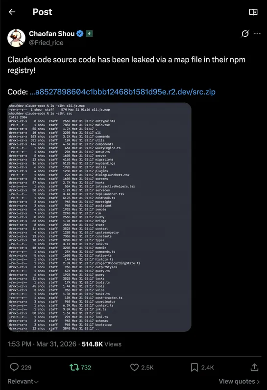 Claude Code leaked source