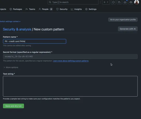 Secret scanning AI-generated custom patterns (public beta)