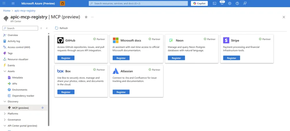 MCP Registry with Azure API Center