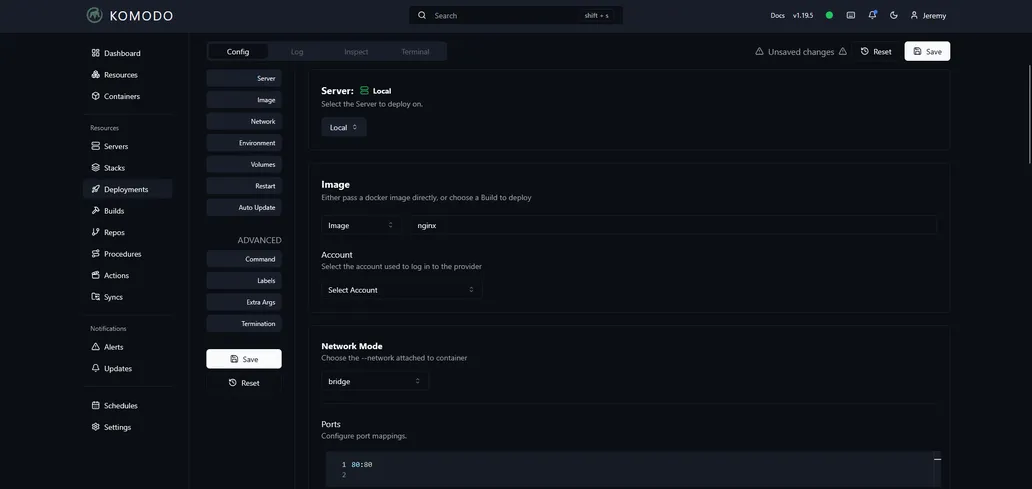 Using Komodo to Run Docker Commands from a Web Interface