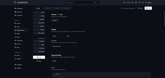 Using Komodo to Run Docker Commands from a Web Interface